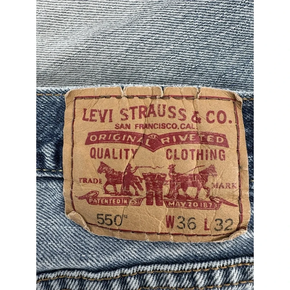 Levi's 550 Size 36x32 Blue Denim Jeans Relaxed Fit Straight Leg Red Tab
